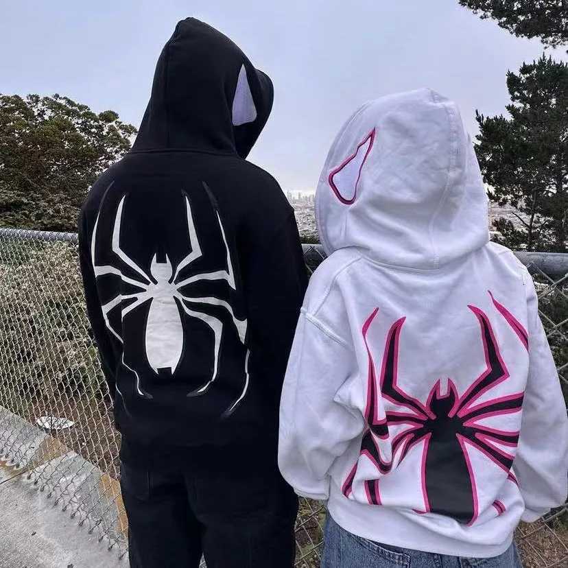 Full Zip Up Spider Hoodie Women Men Streetwear Harajuku Graphic Oversized Jacket Hoodie Shirt Punk Gothic Y2K Clothes Sweatshirt X250802