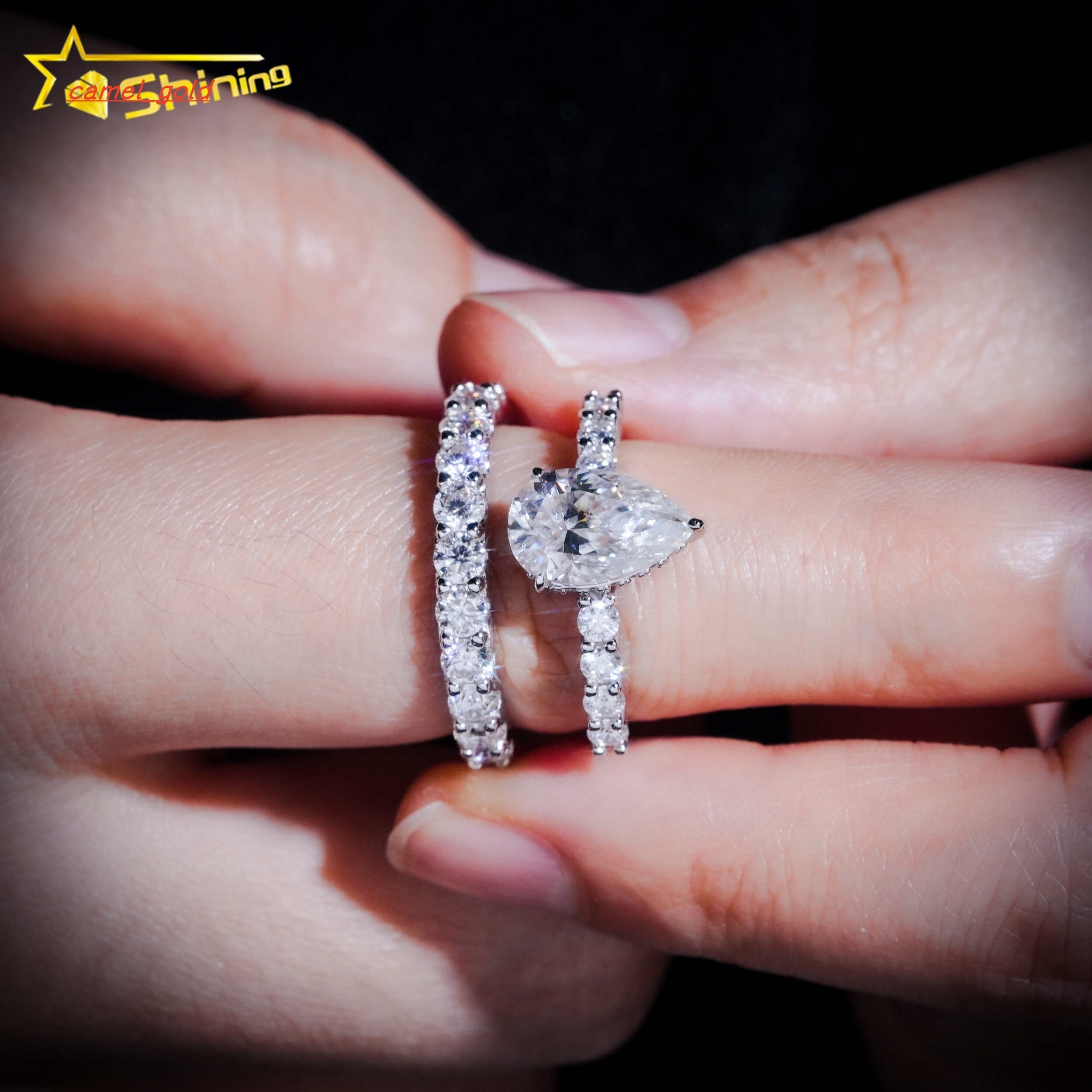 New Trendy White Gold S925 Silver 10K 14K 18K Solid Gold High Quality VVS Moissanite Diamond Wedding Engagement Band Rings