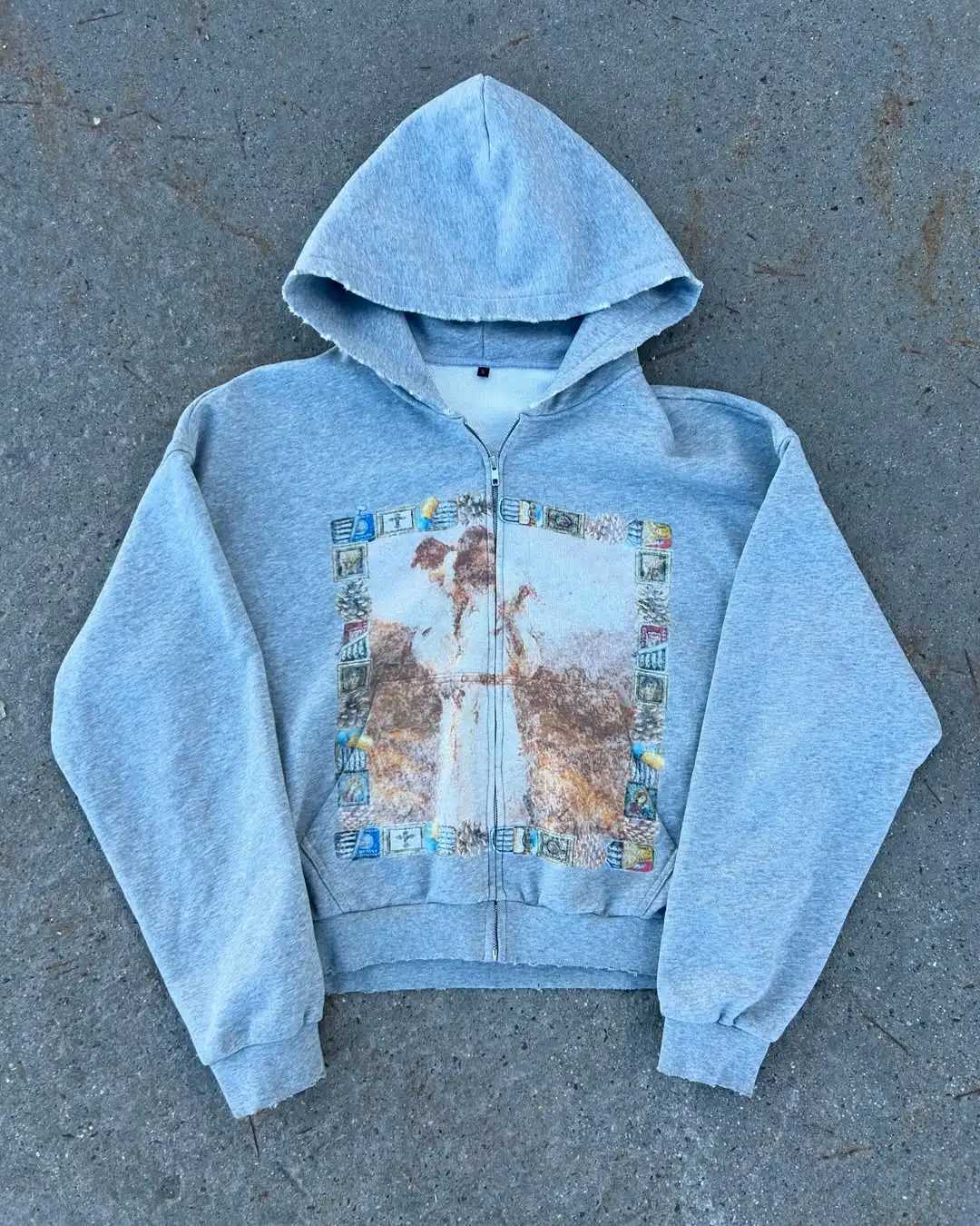 Hip-hop Retro Spring and Autumn Men Casual Hoodie Personalized Pattern Printing Harajuku Street Men and Women Sweatshirts X250802