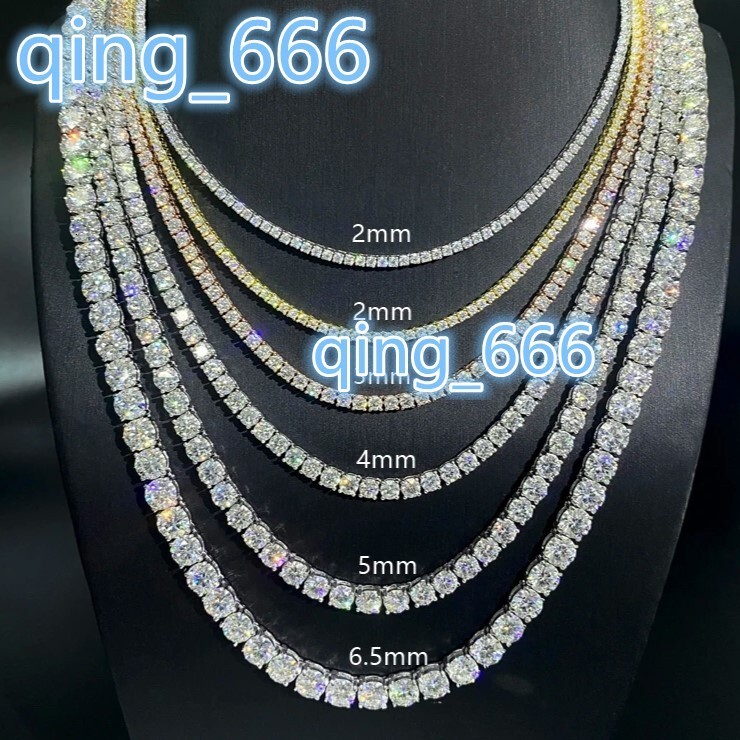 Luxury 925 Sterling Silver Moissanite Diamond Tennis Chain Attractive Design Custom Size Fashionable Necklaces Direct Order