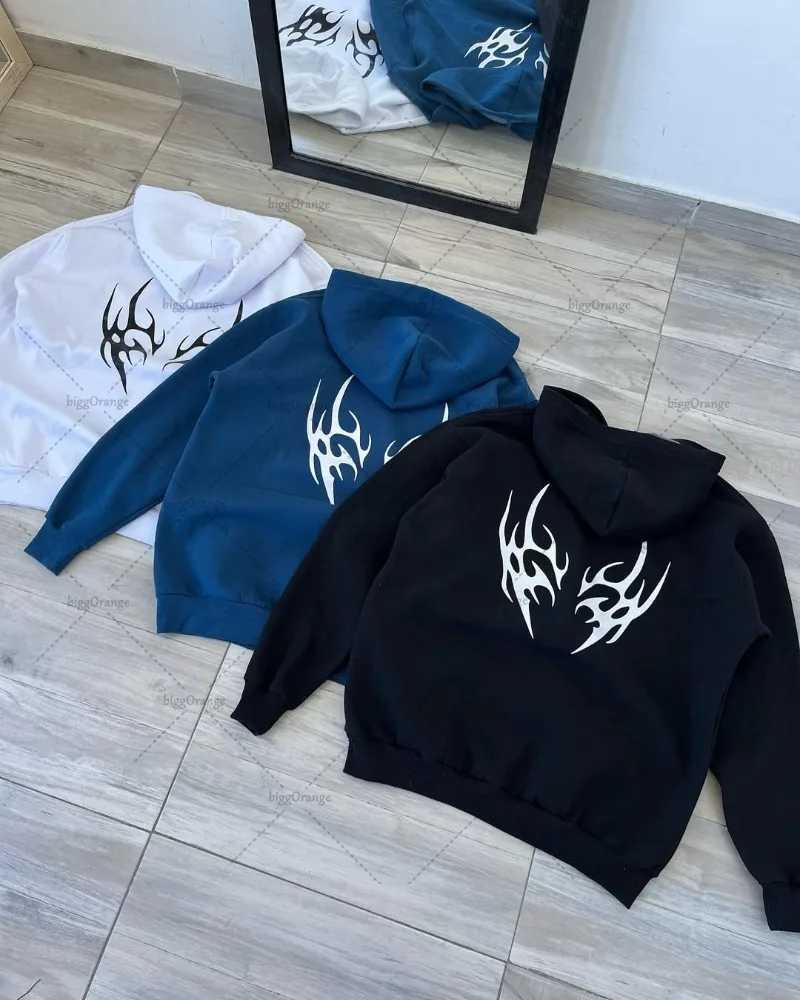 Retro Harajuku Y2K Graphic Printed Streetwear Hoodie Men Y2K 2025 New American Hip-hop Casual Fashion Oversized Sweatshirt Women X250802
