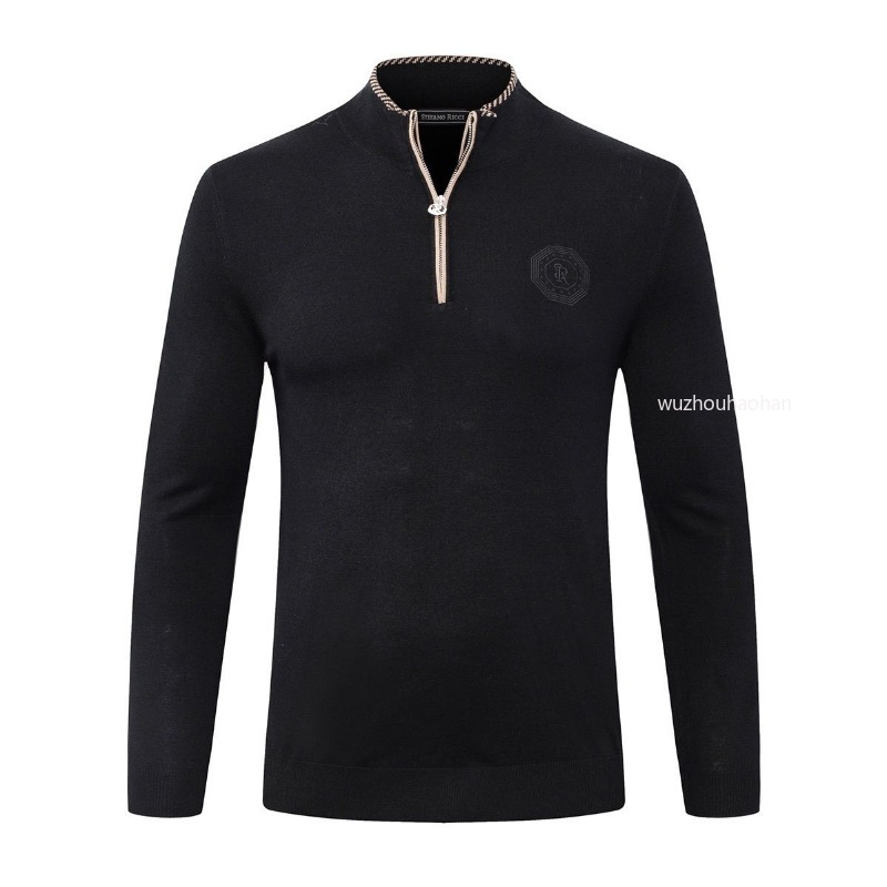 Fall Winter Wool Sweater for Men Stand Collar Zipper Comfortable Lapel Long Sleeve Shirts SR1289