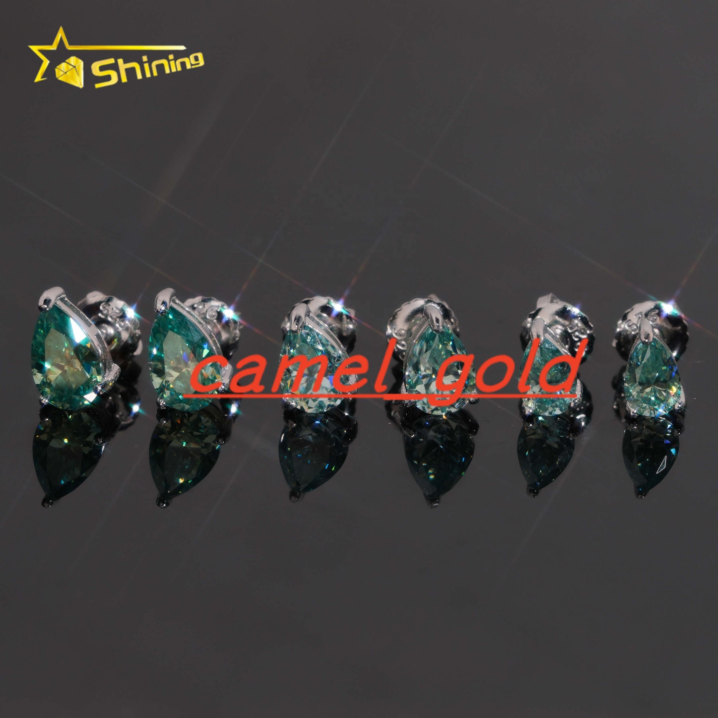 Pass Diamond Tester Pear Shape Blue Green High Quality 925 Sterling Silver Moissanite Earrings