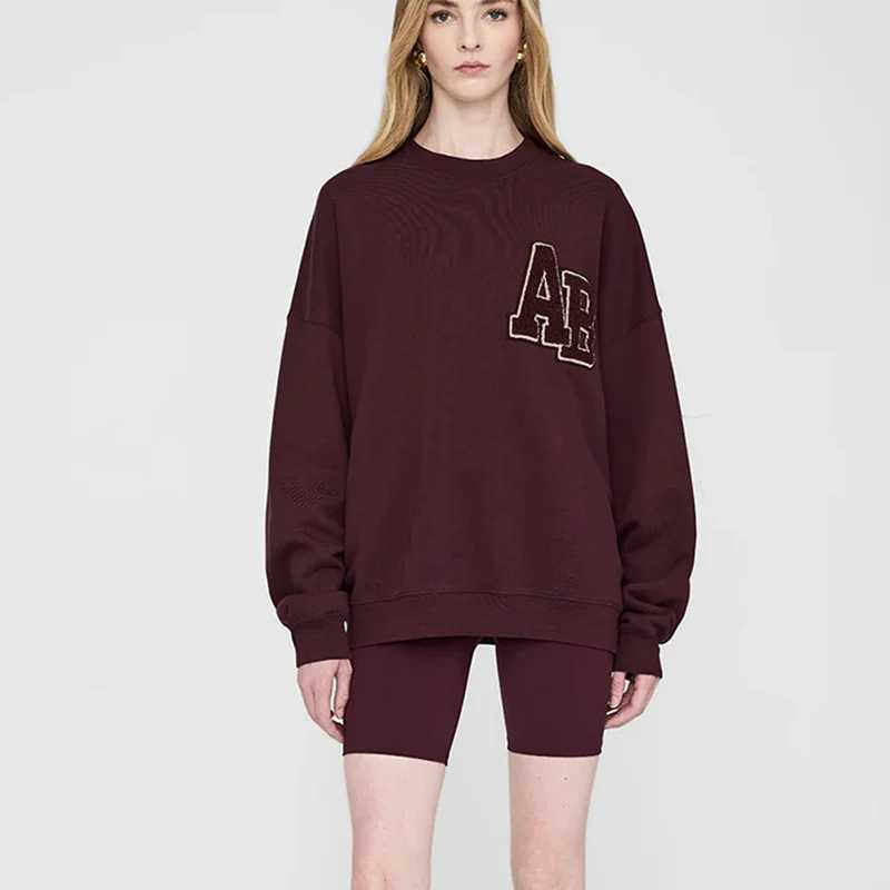 Autumn and Winter AB hand cranked special embroidery fleece loose womens round neck sweatshirt J250802