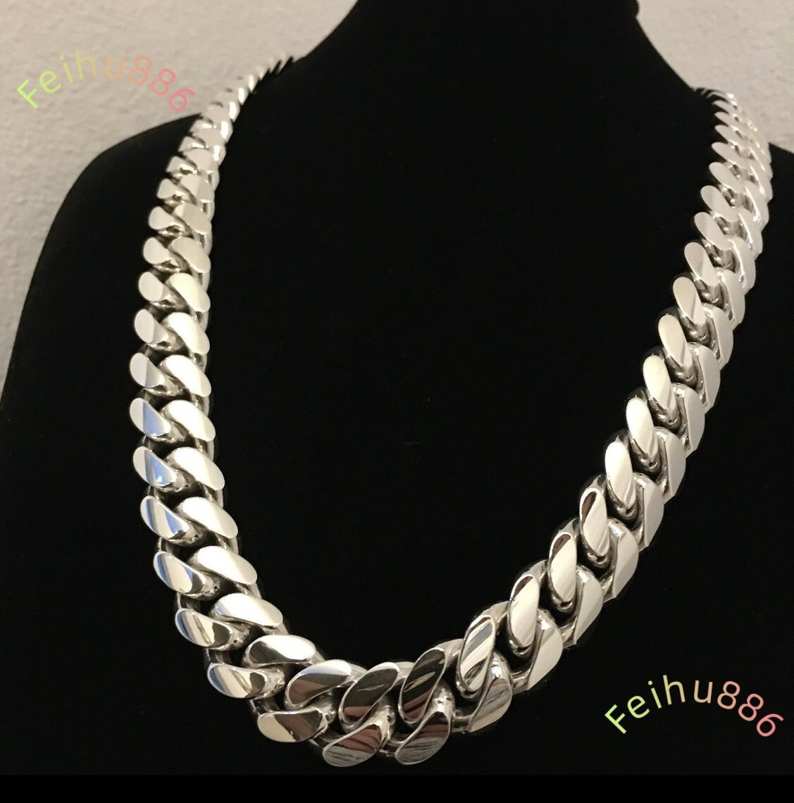16mm 9-24inch solid silver 925 hand made Cuban link chain with sleek lock extra fine Quality product