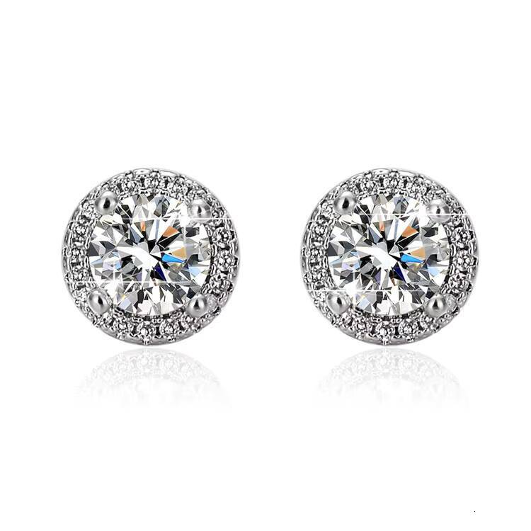 Moissanite S925 Sterling Silver Round Bag Earrings Temperament Light Luxury Factory Wholesale