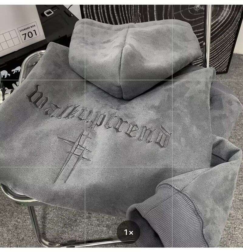 Heavy Suede Sweatshirt Men's Autumn And Winter Trendy Brand Handsome American Ove Loose Veet Thickened Hooded Jacket