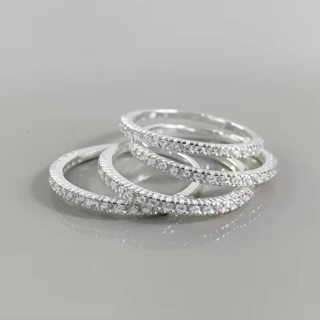 Wholesale 925 Silver Eternity Ring for Women Minimalist High Quality Zircon Jewelry for Wedding Engagement Party or Gift