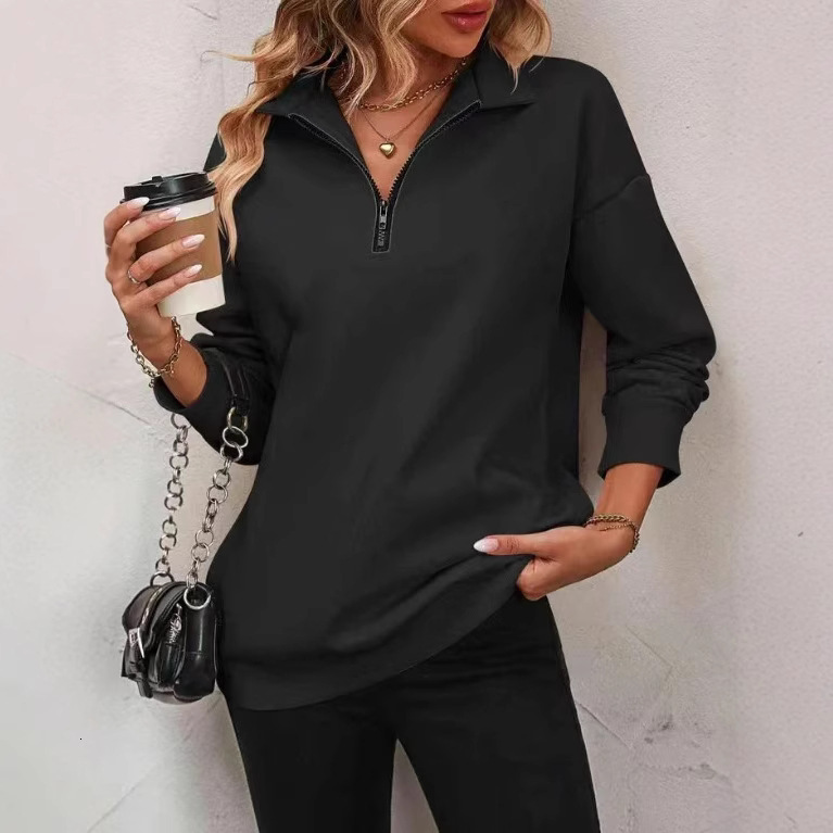 2025 New Designer Top Fashion Trend Free Shipping Foreign Trade Women's Half Zipper Long Sleeve Sweatshirt Fashion Pullover Hoodie