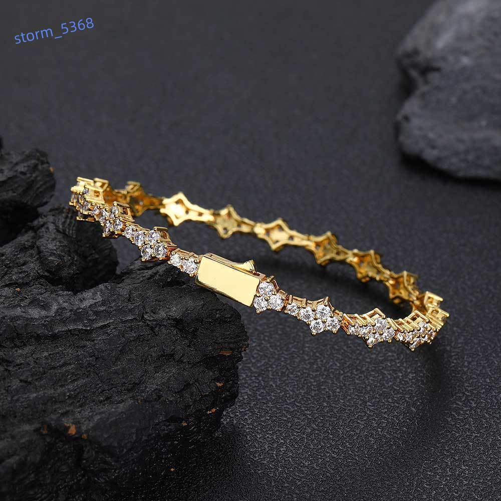 Hip Hop 6.5mm Spring Buckle MoissaniteTennis Bracelet Jewelry for Men and Women Personalized Couple Bracelet Accessories