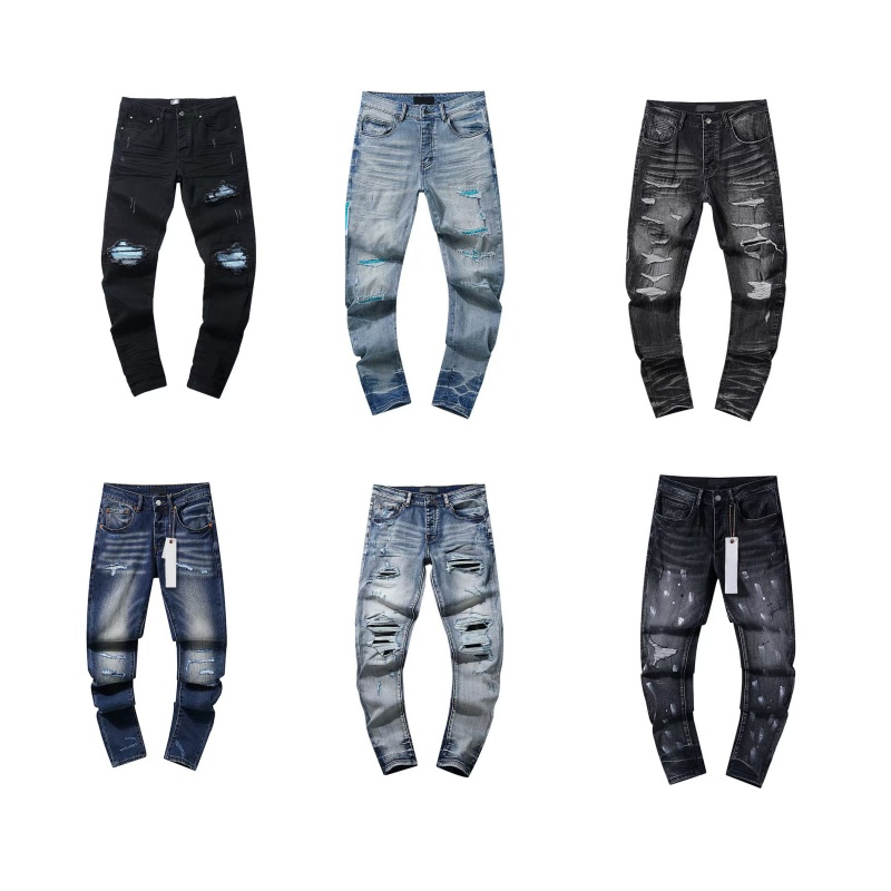 High street jeans men jeans fashion alphabet print pattern ripped blue straight casual mens pants luxury man autumn black pants versatile slim fit o