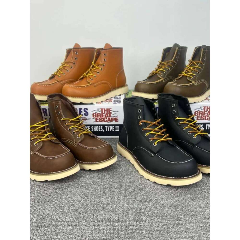 Authentic American Retro Men's Genuine Leather Workwear Boots Autumn Winter High Top Oes