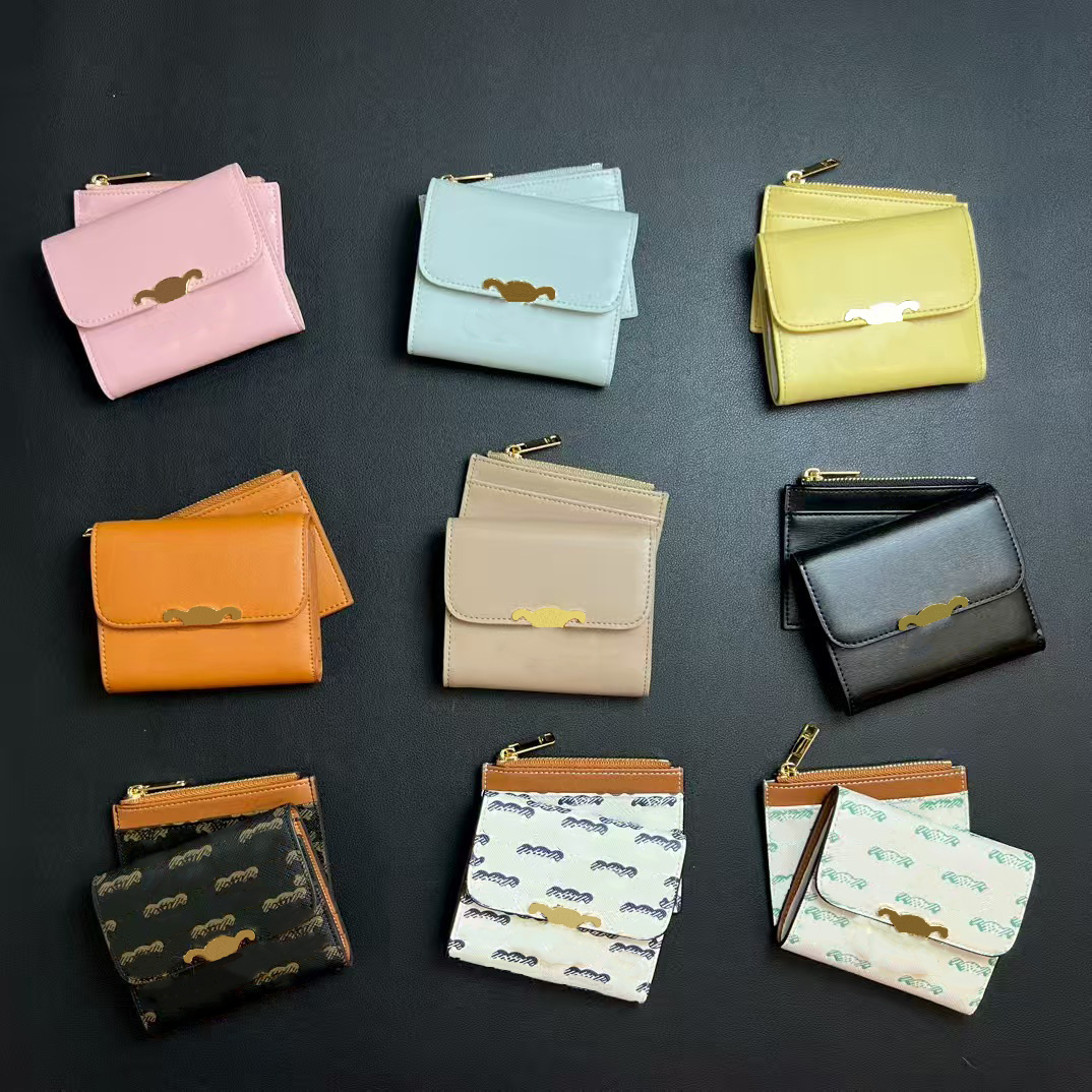 Fashion Wallets classic Card Holder Key Coin Purses Cowhide purse Luxurys Designer Womens Zipper Wallet Bag passport holders WalletsCredit metal min