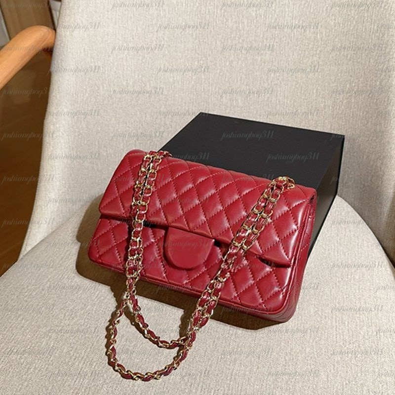 Red Designer bags Luxury Bag sling bag Caviar Style Flap Leather Handbags Chain bag Shoulder Bag sac de luxe small square bag women's crossbody