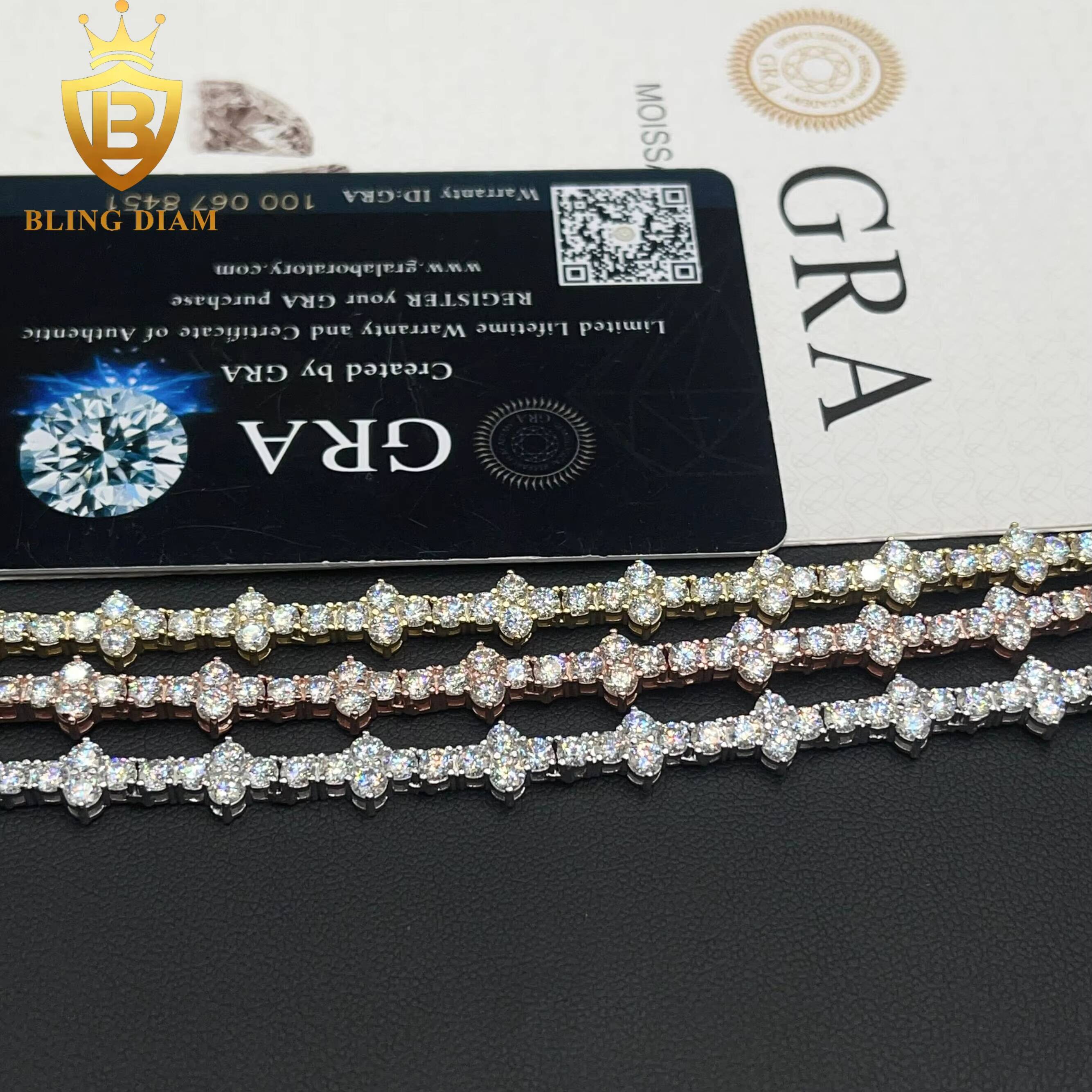 2025 designer necklace 3mm New Stock Jewelry 925 Sterling Silver VVS Moissanite Diamond Cross Cluster Tennis Chain Necklace