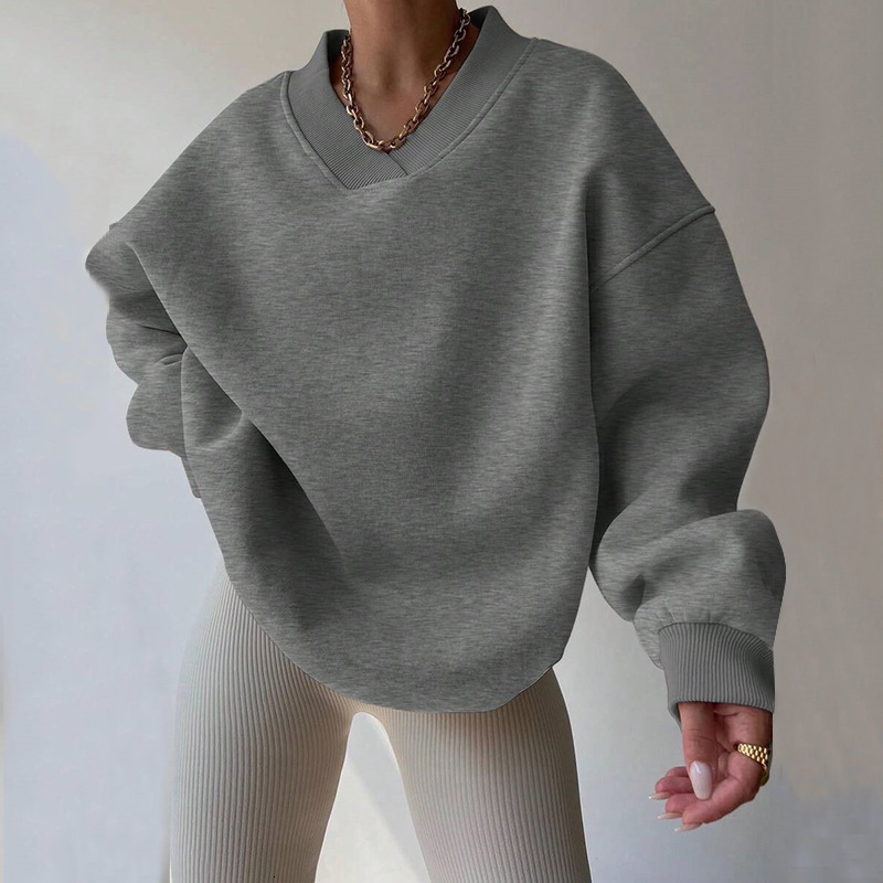 2025 Autumn New Designer Top Casual Women's Solid Color Long Sleeve Round Neck Sweatshirt Loose Plus Size Sweatshirt Women's Free Shipping