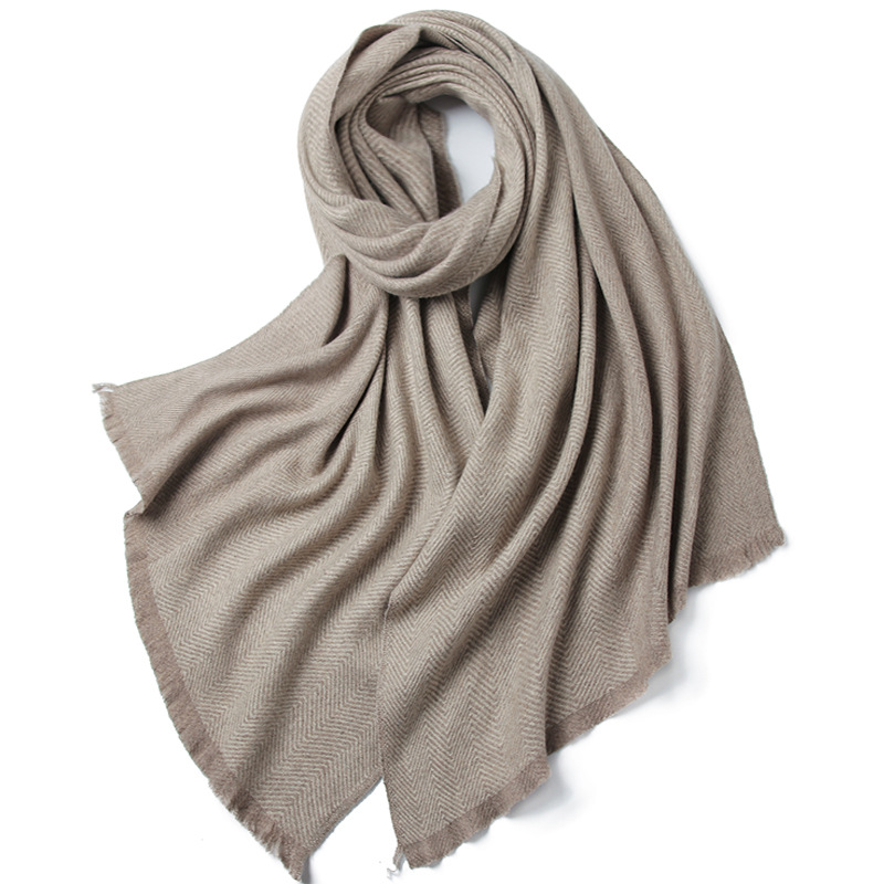 K1575 New herringbone pattern lambswool women's shawl winter warm double-sided color matching scarf pure wool spot wholesale
