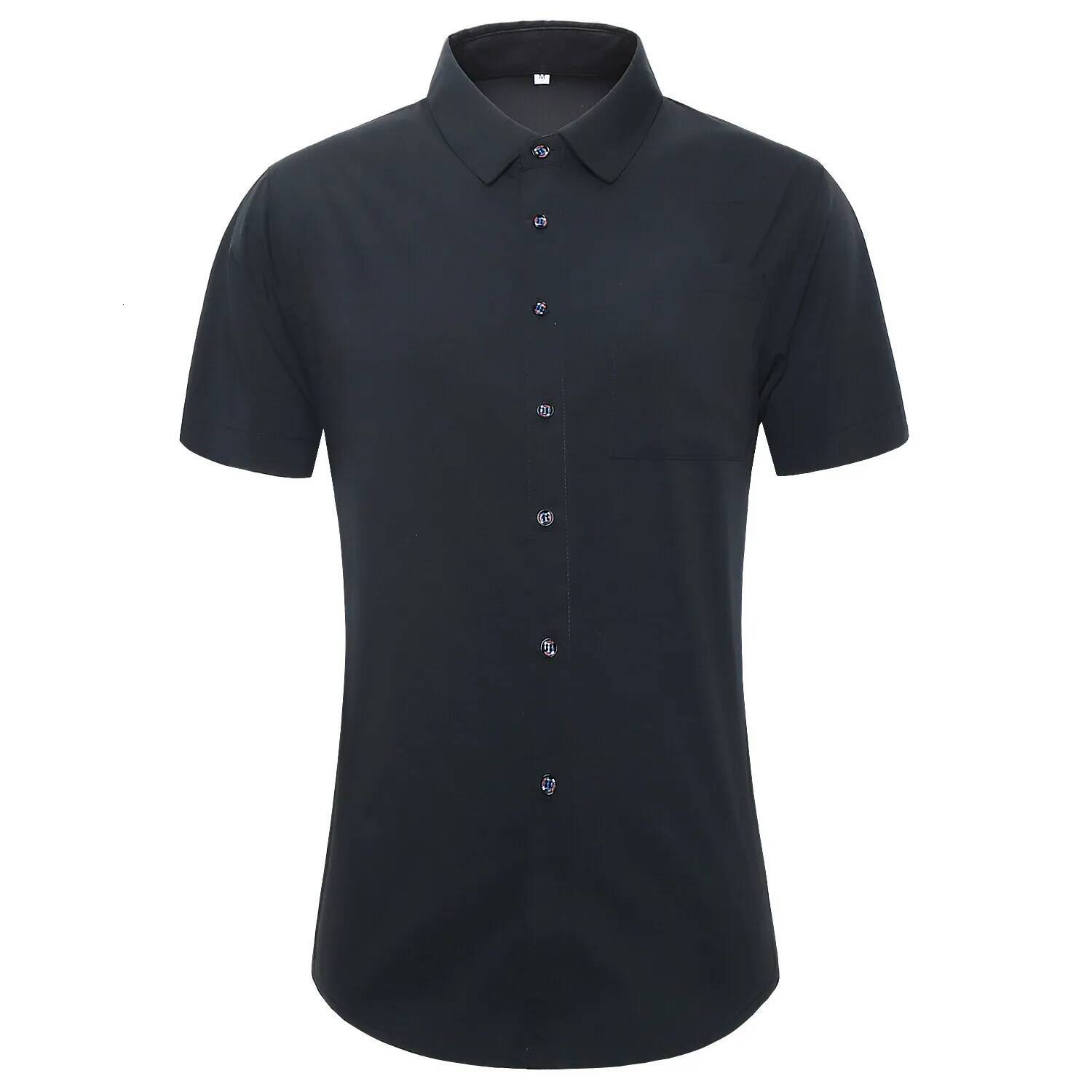 2025 New High Quality Men Solid Color Shirts Summer Short Sleeve Casual Shirt Slim Fit Turn Down Collar Blouse Male Clothing