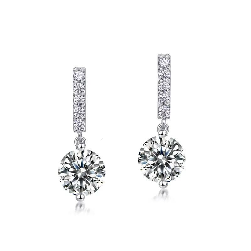 Custom S925 Sterling Silver Moissanite Diamond Earrings Engagement Wedding Jewelry for Women and Men