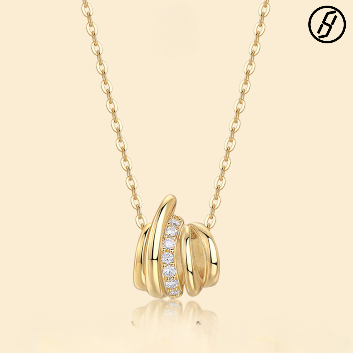 Golden Fashionable Light Luxury Necklace with High-end Feeling, S925 Silver European and American Hot-selling Moissanite Collarbone Chain Does Not F