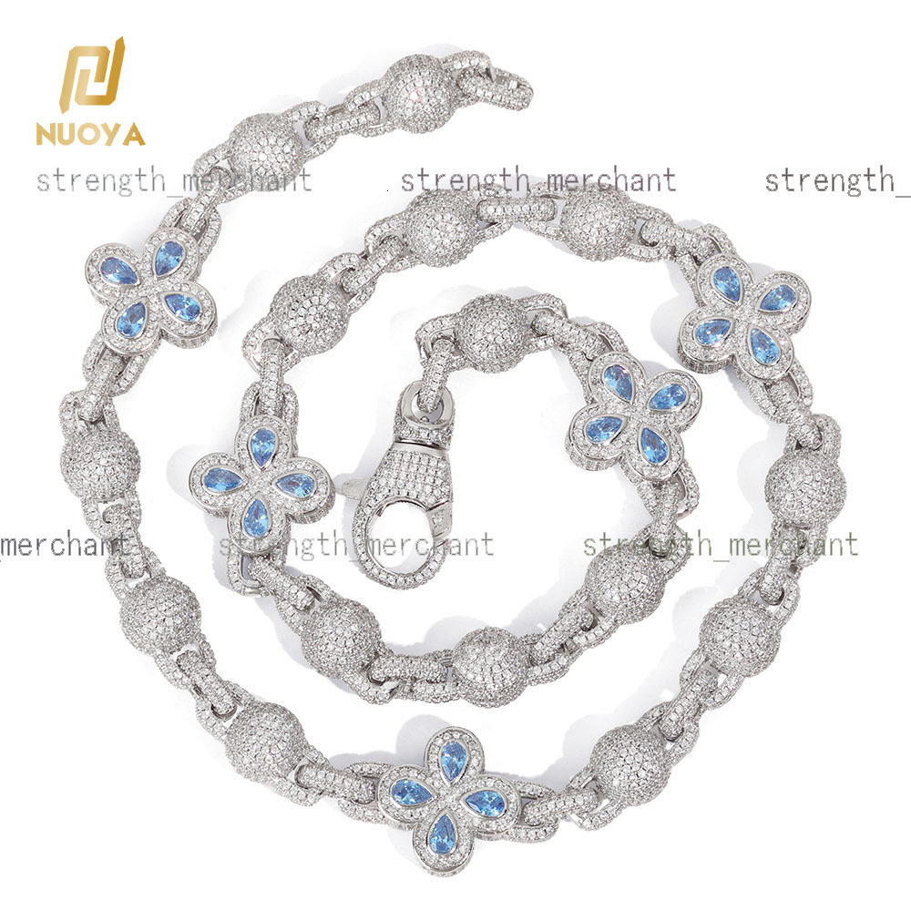 2025 Designer necklace Hip Hop Silver Gold Plated Miami Cuban Necklace Iced Out Flower Four Leaf Clover Diamond Jewelry