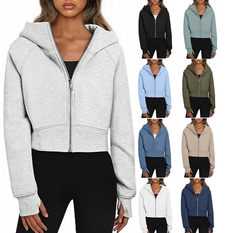 2025 New Designer Top Women's Hooded Zipper Short Casual Wool Long Sleeved Sportswear Casual Fashion Trend Free Shipping