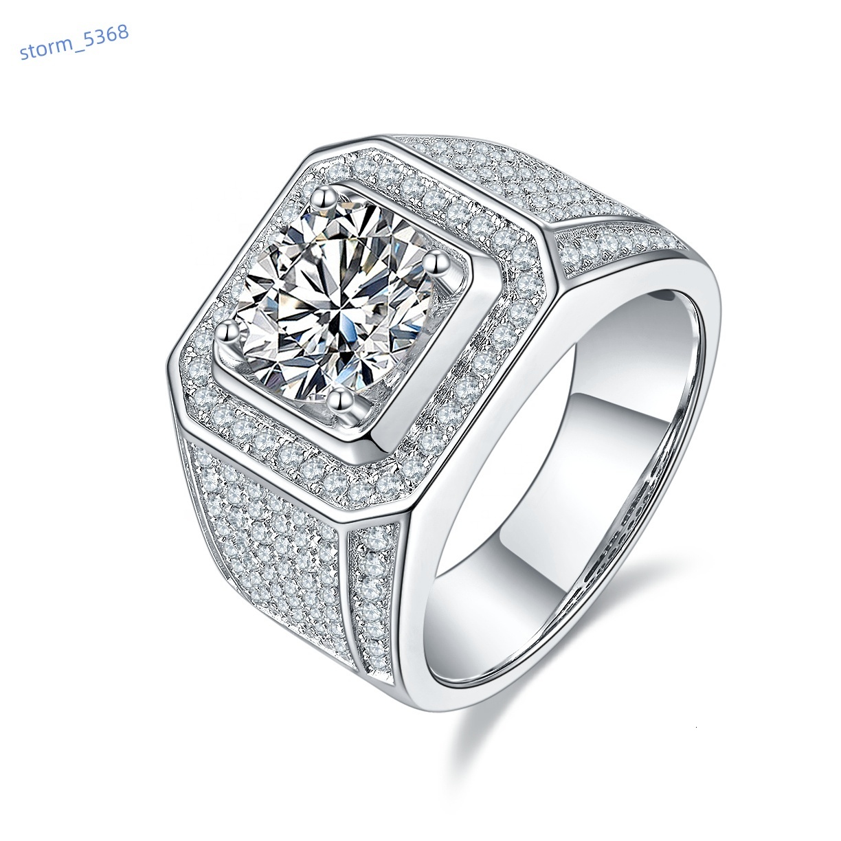 1CT 2CT 3CT 5CT Gra Vvs Moissanite Ring Men 18K White Gold Plated Iced Out Moissanite Rings 925 Sterling Silver Hip Hop