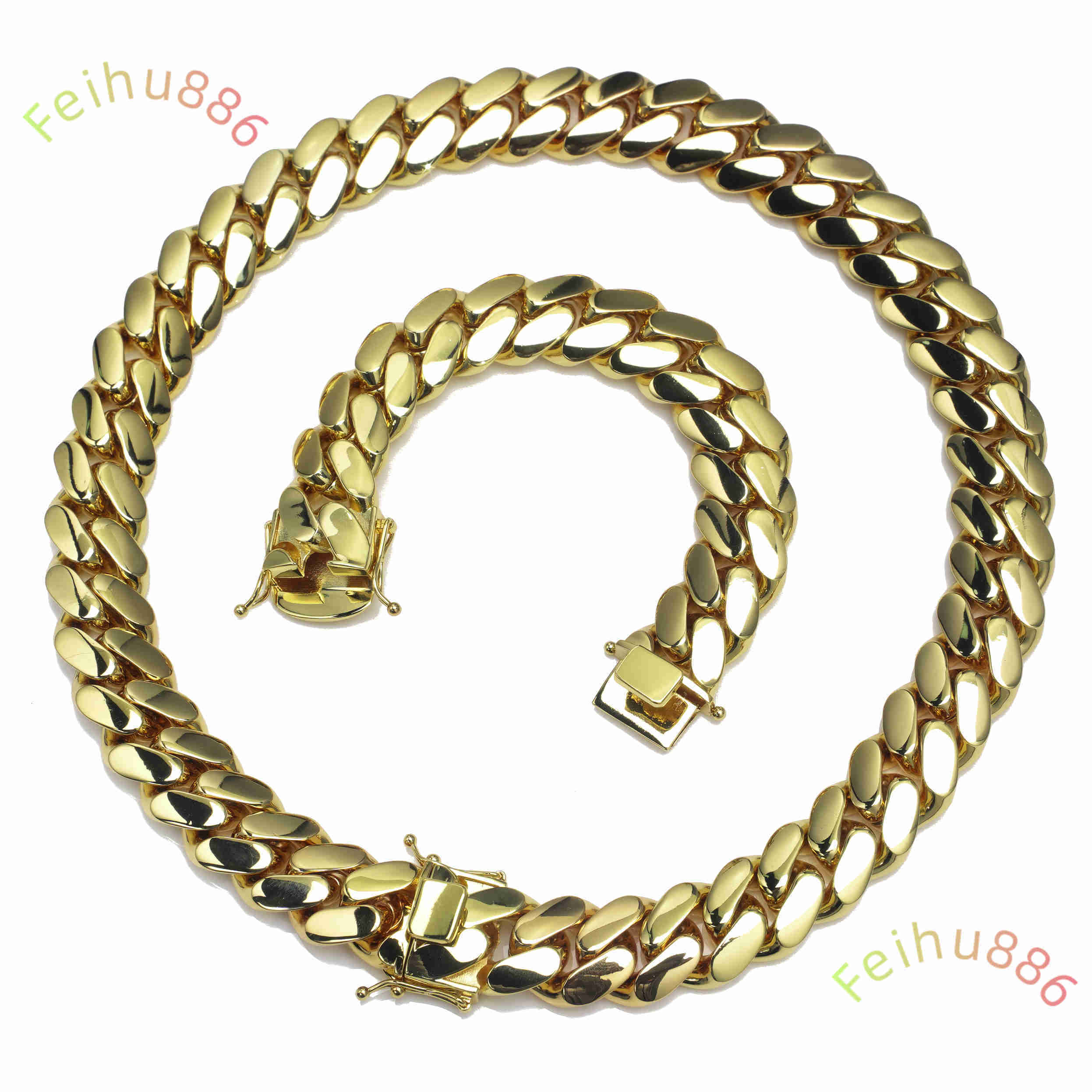 Wholesale Choker 14k Gold Custom Gold Cuban Link Chain 24k Gold Cuban Miami Chain Hiphop Miami Cuban Chain Necklaces