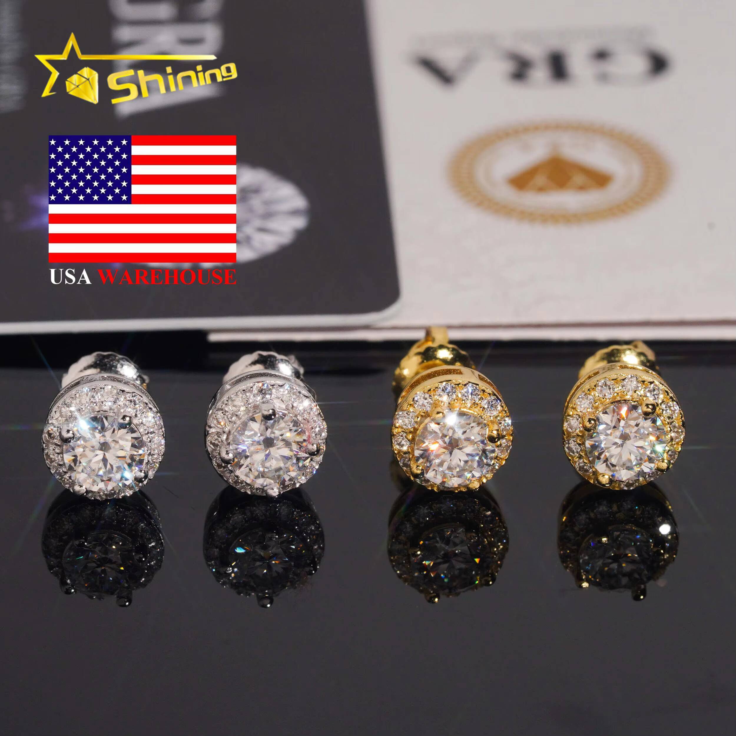 Ready to Ship Classic Prong Setting Hip Hop Earrings 925 Sterling Silver 5MM VVS Round Moissanite Stud Earrings Daily Wear
