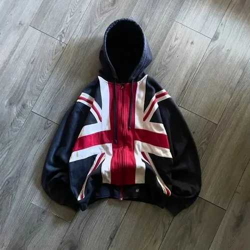Streetwear Vintage Union Jack Zip Hoodies Y2K Clothing Mens Womens Striped Oversized Hoodies Sweatshirts Casual Jackets J250802Z2IW