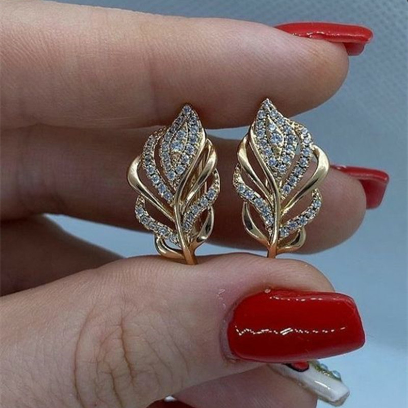 Choucong Brand Clip Earrings Luxury Jewelry 925 Sterling Silver Gold Fill Pave 5A Cubic Zircon CZ Diamond Gemstones Party Women Leaf Top Sell Earrin