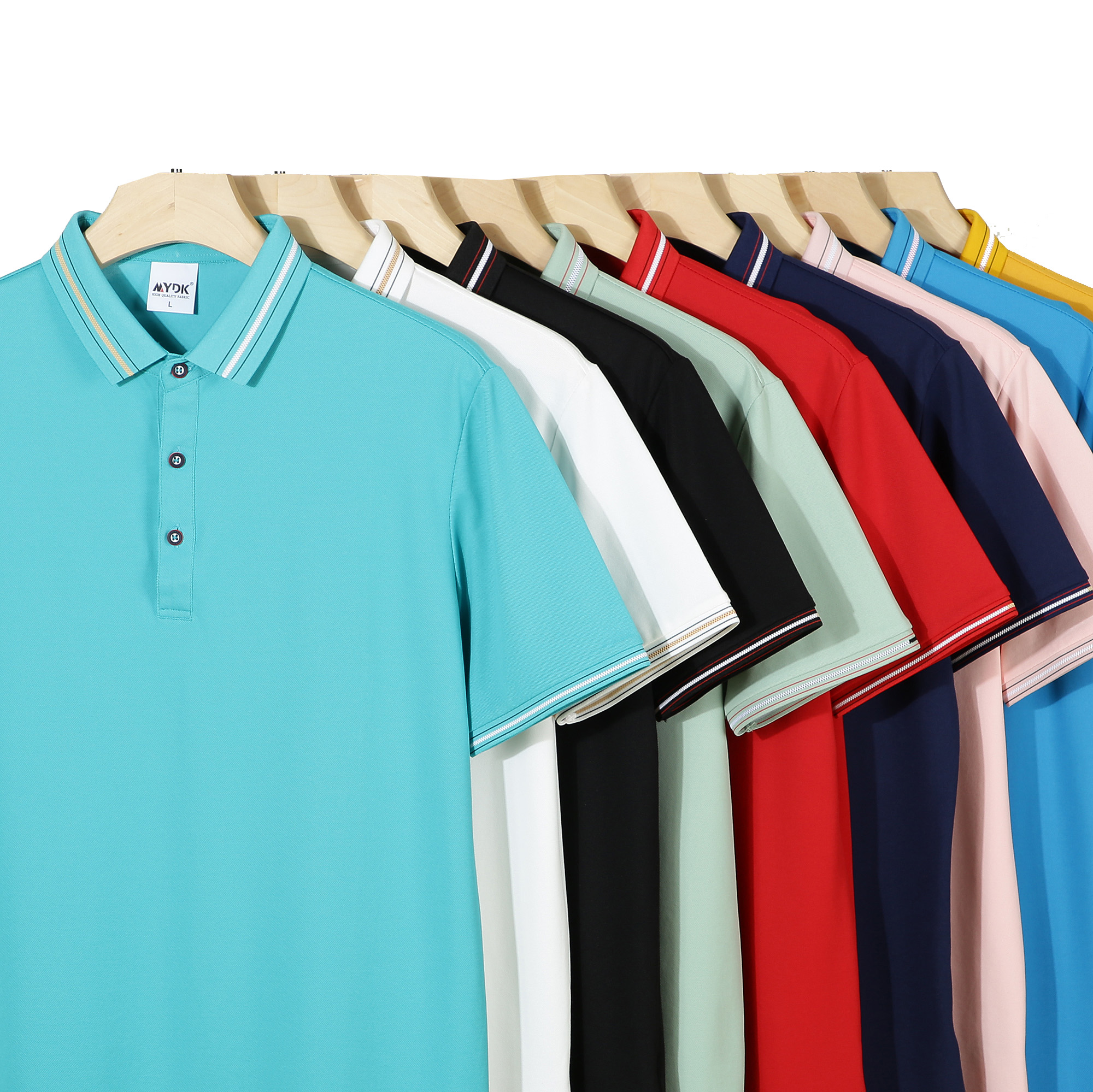 SpringSummer Men's Solid Color Polo Shirt Team Work Clothes Second Level Collar Black White Available in Multiple Colors