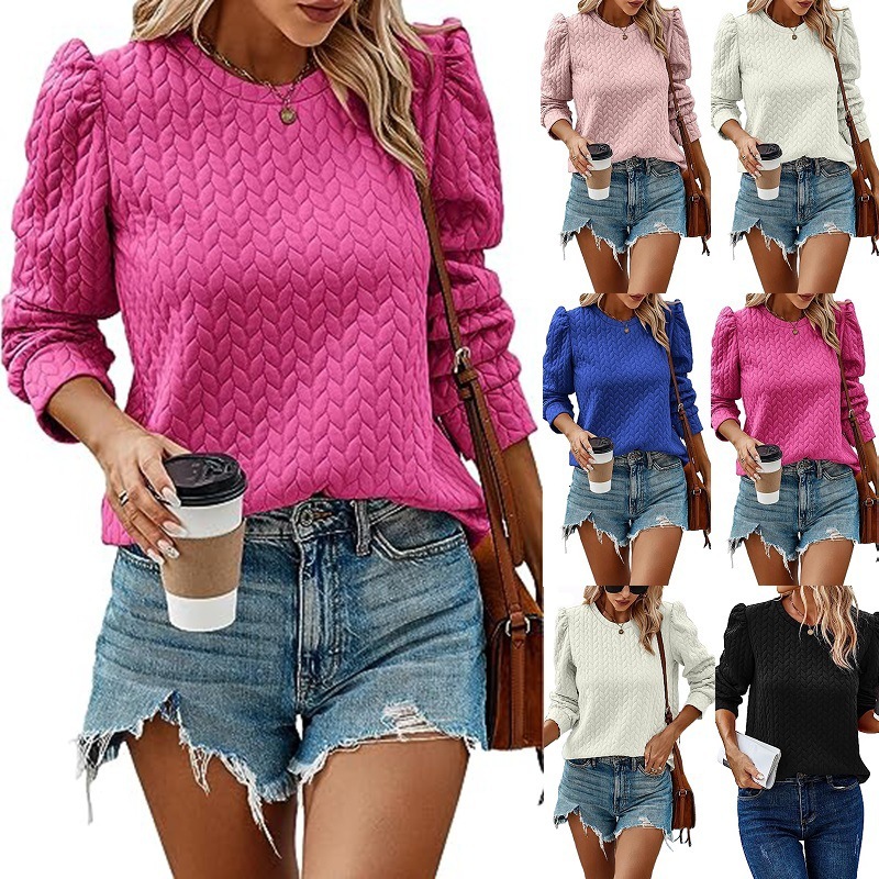 Free Shipping Designer Hoodie 2025 Women's Fashion Amazon Autumn/winter New Round Neck Puff Long Sleeve Top Air Twisted Sweatshirt