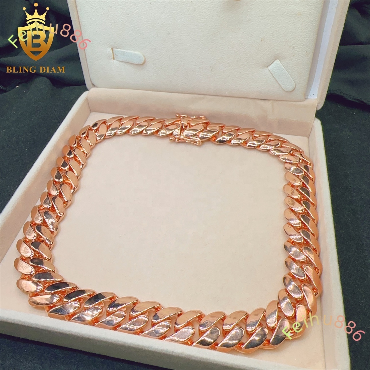 Fashion Hip Hop Fine Jewelry Iced 14mm Miami Cuban Link Chain Bracelet Sterling Silver 925 Necklace