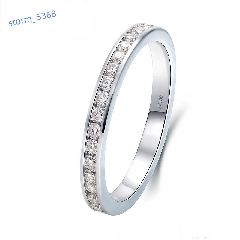 Custom Make 14k 18K White Gold Channel Setting 1.5mm Round Lab Grown Diamond Wedding Band Eternity Ring