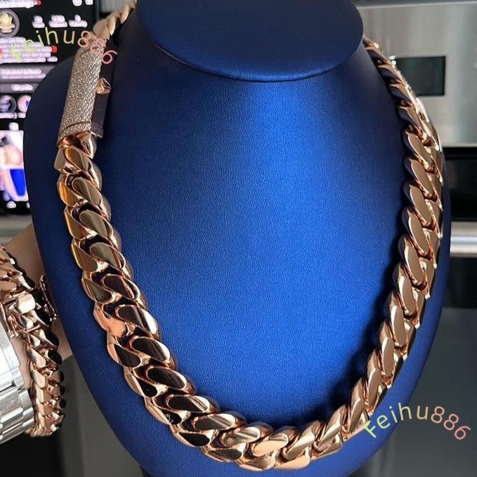 Sterling Silver 925 Fashion Plain Necklace Custom Iced Out Vvs Moissanite Diamond Box Clasp Hip Hop Jewelry Cuban Link Chain