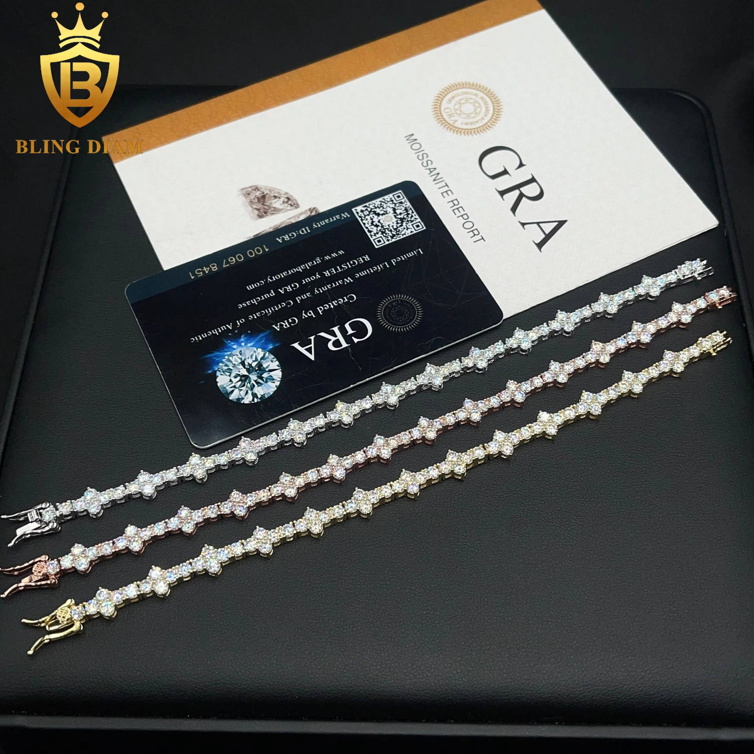 2025designer necklace 3mm Best Selling Hip Hop Jewelry 925 Silver Vvs1 D Moissanite Diamond Cluster Cross Flower Tennis Chain Bracelet