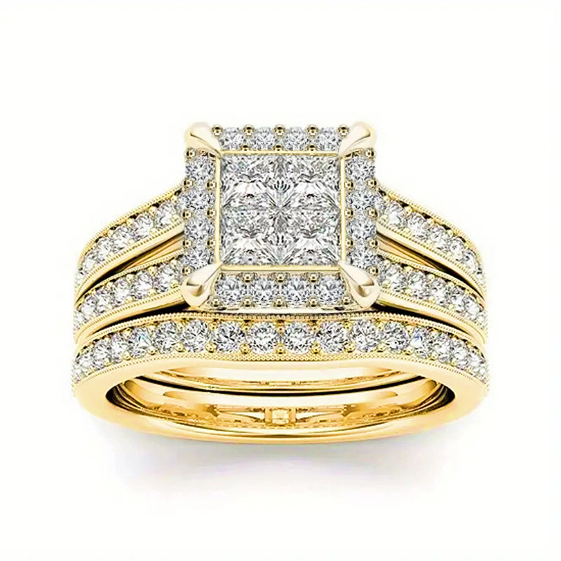 2025 Choucong Ins Top Sell Wedding Rings Luxury Jewelry 18K Gold Fill Princess Cut White 5A Cubic Zircon CZ Diamond Gemstones Party Women Bridal Rin