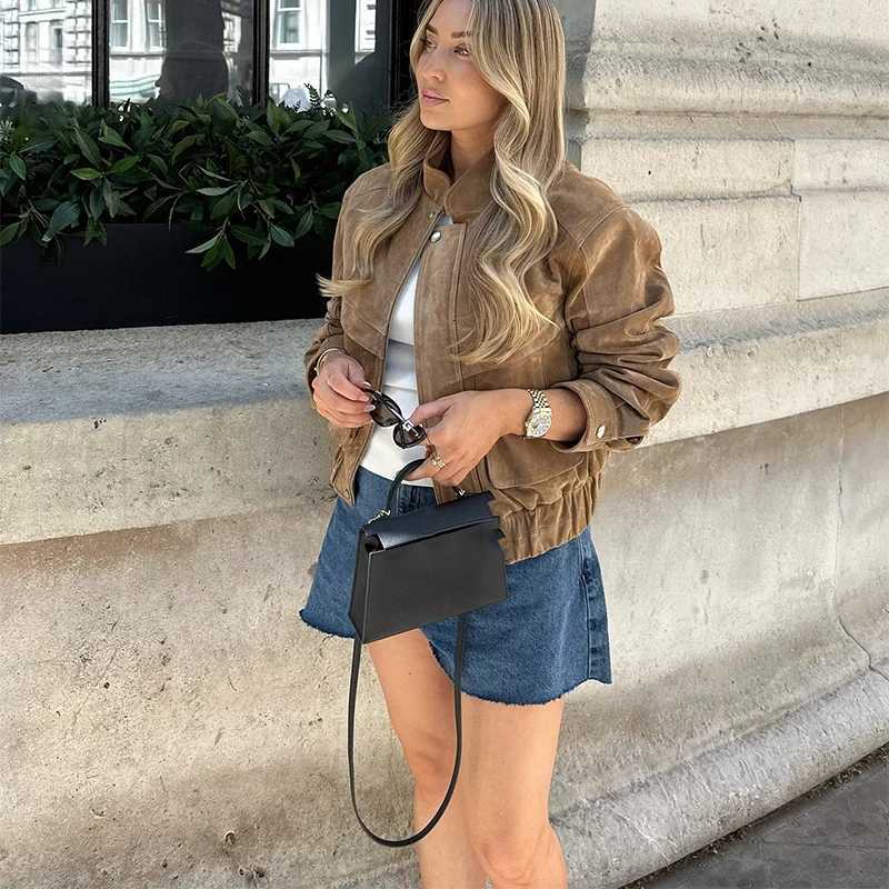Retro Jacket Fashionable Spring Autumn Casual Loose Pocket Long Sleeved Trendy Cool Versatile High-quality Womens Short Jacket Z250804