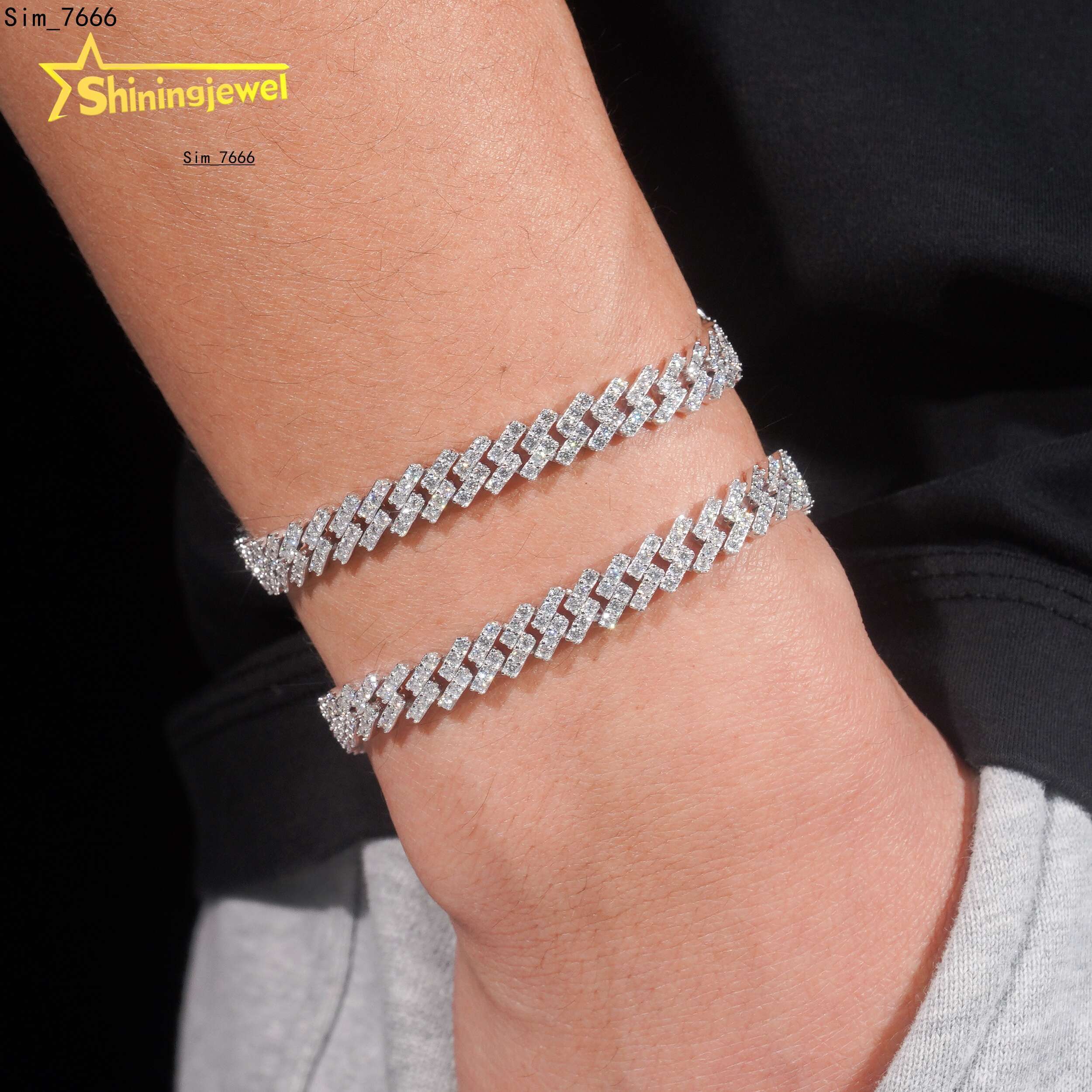 VVS GRA Moissanite Cuban Bracelet Sterling Silver 925 Luxury Gold Plated Moissanite Hip Hop Cuban Link Chain Fine Jewelry