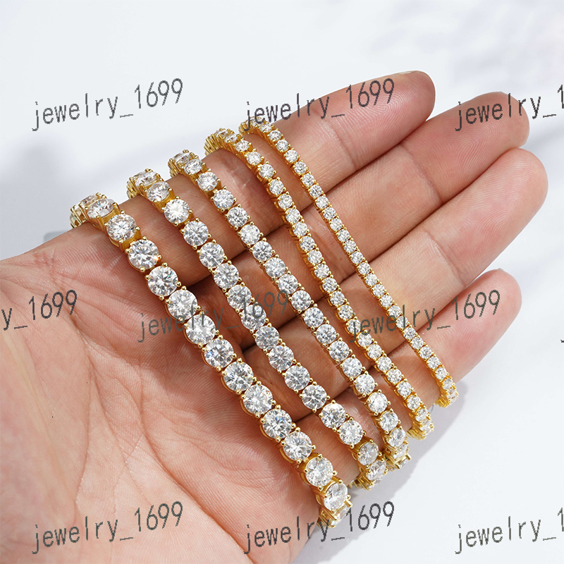 2mm 3mm 4mm Round Shape D VVS1 Moissanites Wholesale Starsgem Sterling Silver Luxury Engagement Jewelry Bracelet Tennis Chain