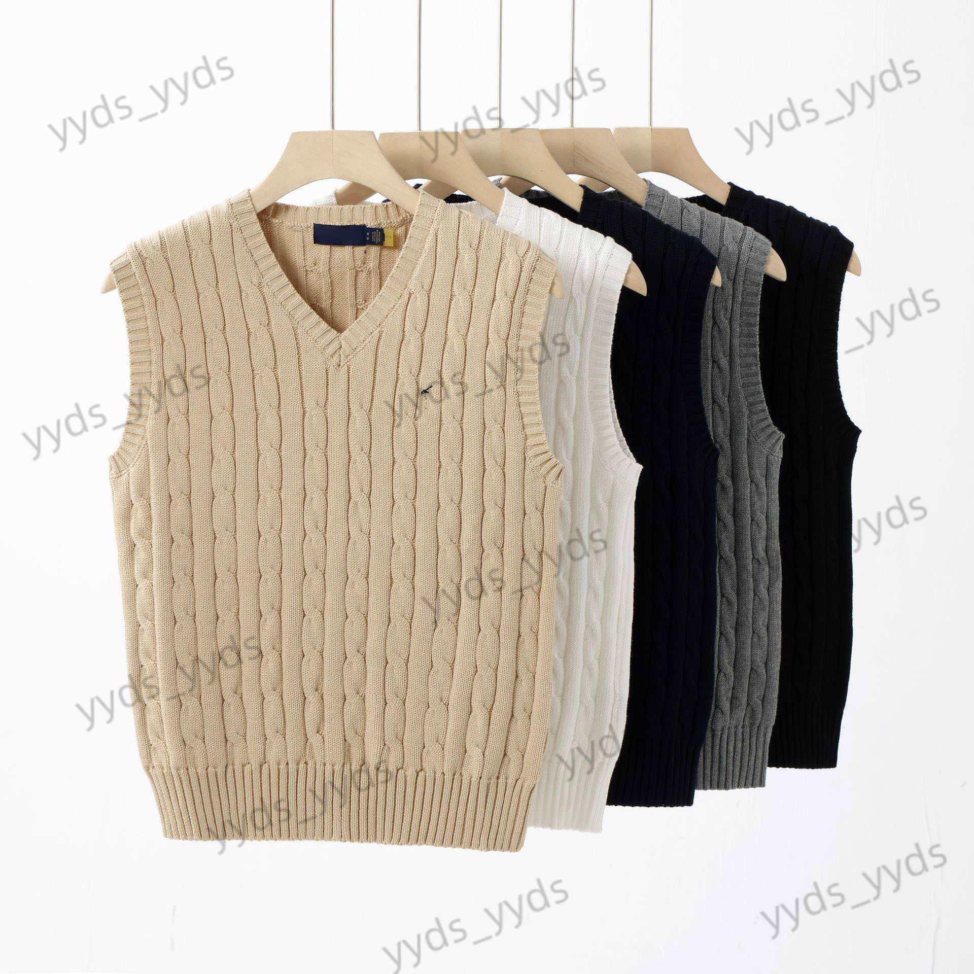 Designer Mens Polo Sweater Embroidery Pattern Knitwear Vest Autumn Winter Slim Slveless V-neck Gilet Women T250804