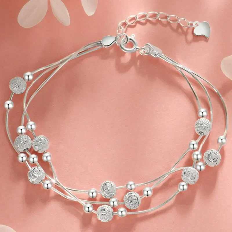 925 Sterling Silver Bracelet Woman Vintage Luxury Adjustable Bead Bracelets Fashion Original Jewelry Designer its a perfect gift for parties and wed