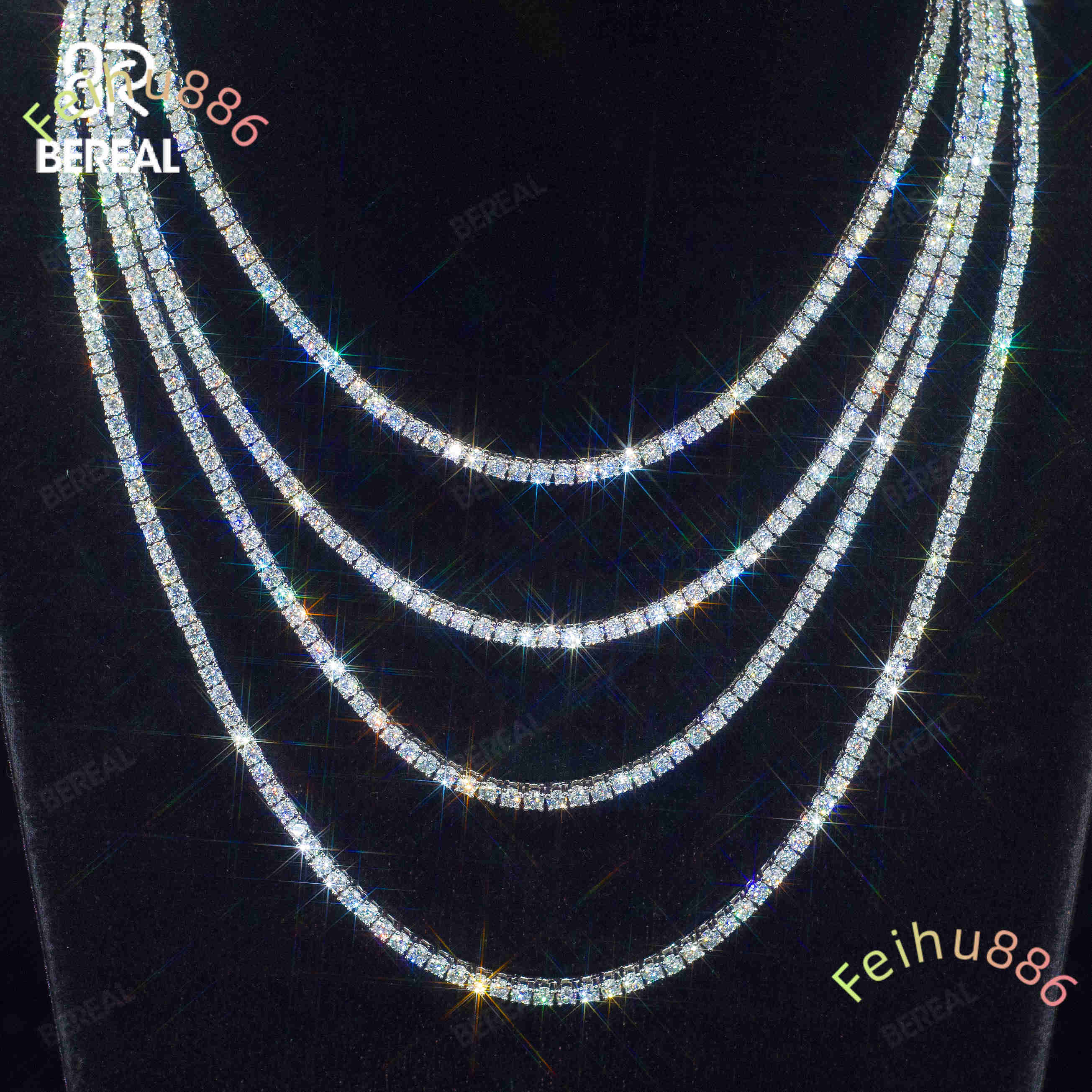 IGI Certified Moissanite Diamond Tennis Chain Necklace Custom Iced Out Vvs Lab Created Made Diamond Tennis Bracelet Jewelry