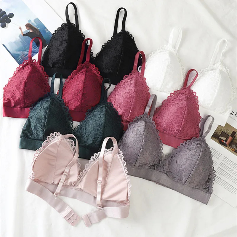 French Triangle Bra Women Backless Bralette Ladies Underwear Summer Sexy Bra Girls Gathered Bra No Steel Ring Bra Lace Lingerie 250724