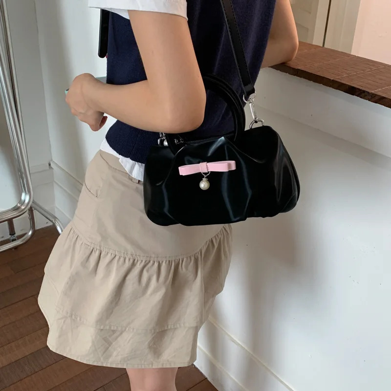 Womens Handbags Pearl Solid Color Fashionable Simple Versatile Sweet Cute Korean Crossbody Bags Shoulder Bags 250801