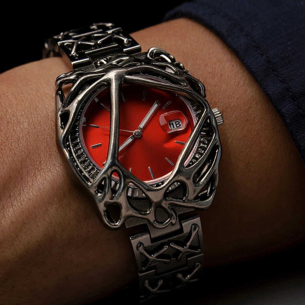 2025 Y2K Antique Alabaster Quartz Men Retro Black Strap Red Medieval Old Unique Creative Mens es Luminous AAA Clock Q250804