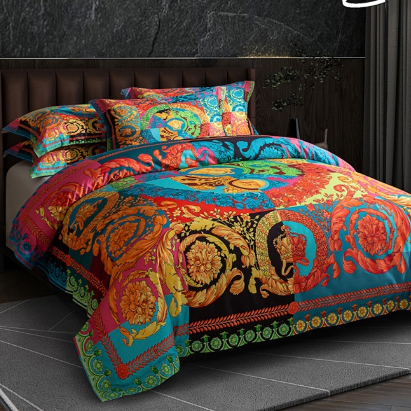 Light Luxury 100-Count Digital NEW Printed Long-Staple Four-Piece Set Pure Cotton Bed Sheet Duvet Cover M260721