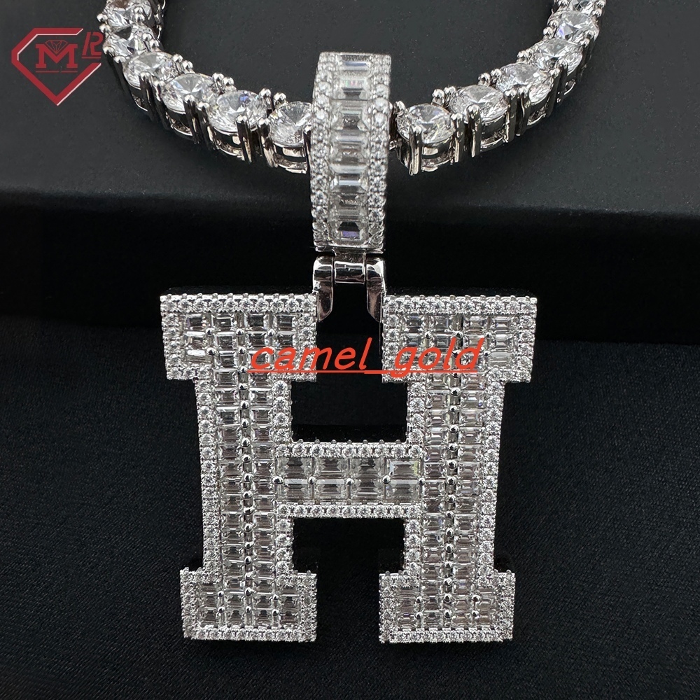 Pass Tester Hiphop Custom Pendant Men Initial Letter Charm 925 Silver Vvs Iced Out Diamond Moissanite Pendant