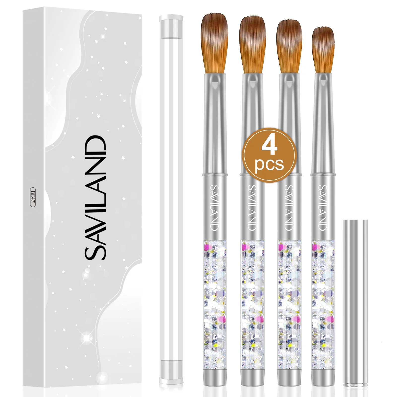 Saviland 4pcs Kolinsky Acrylic Nail Brush Set Good Quality Nail Art Mink Brush Manicure Brush Drawing Nail Art Beginners 250730